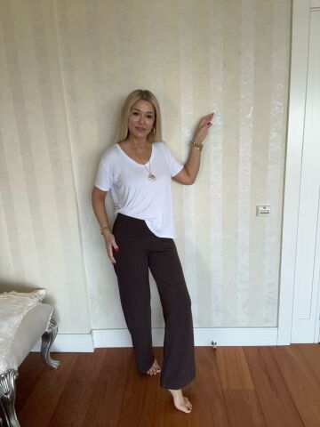 Simona İthal Kumaş Kahverengi PAntolon