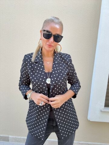 Deck Siyah Puantiyeli Blazer