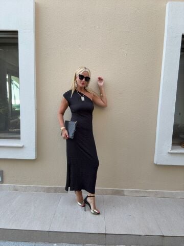 Crack Siyah Elbise