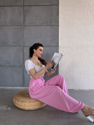 Veza Pembe Şalvar Pantolon