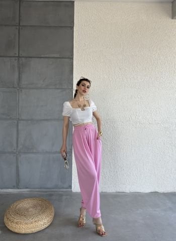 Veza Pembe Şalvar Pantolon