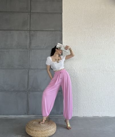 Veza Pembe Şalvar Pantolon