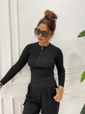 Fermuarlı Siyah Body