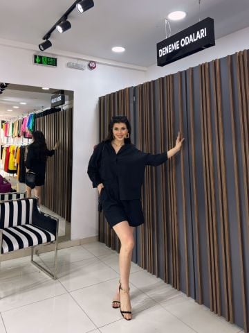 Meka Siyah Şortlu Takım