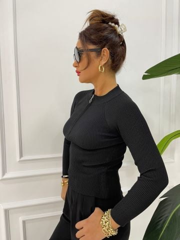 Fermuarlı Siyah Body