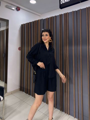 Meka Siyah Şortlu Takım