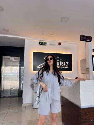 Meka Gri Şortlu Takım