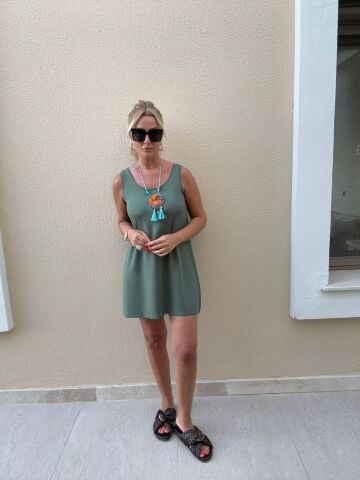 Leliva Haki Modal Elbise L - HAKİ