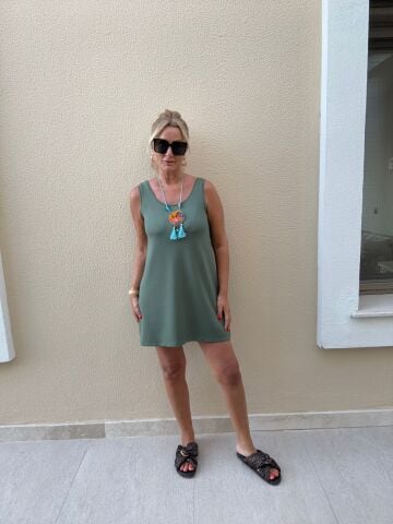Leliva Haki Modal Elbise L - HAKİ