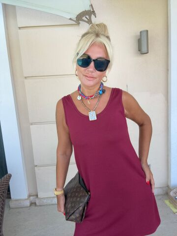 Leliva Bordo Modal Elbise