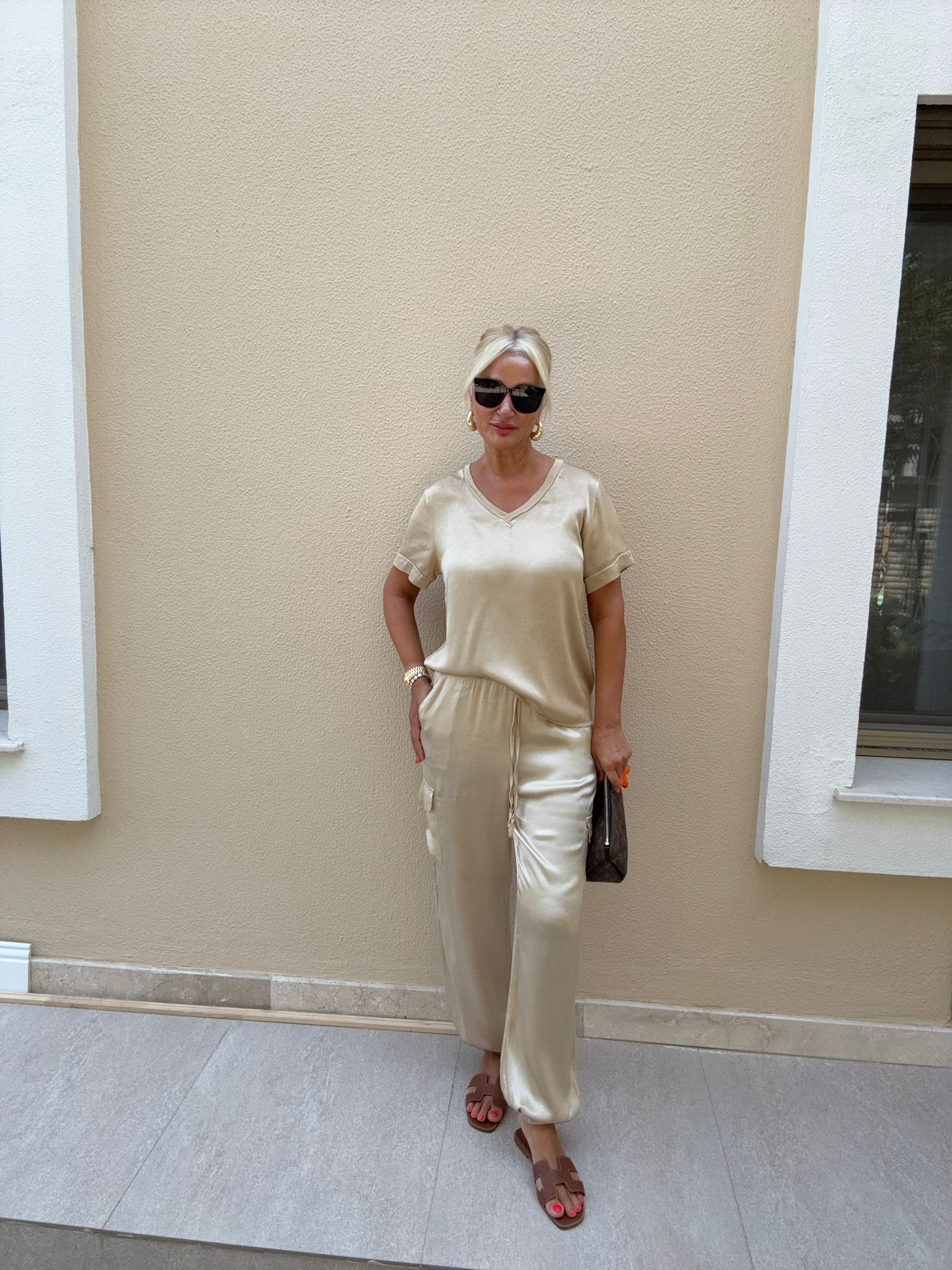 Lutz Düz Saten Platin Takım