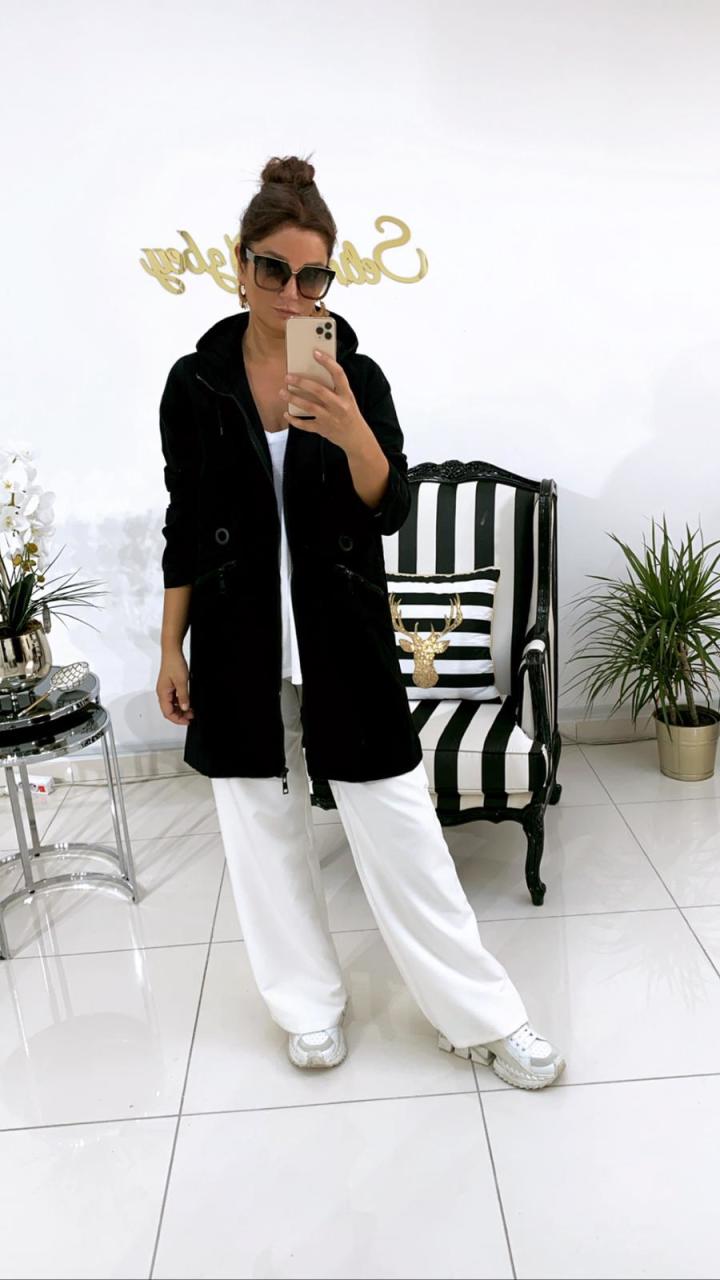 Laina Siyah Trench
