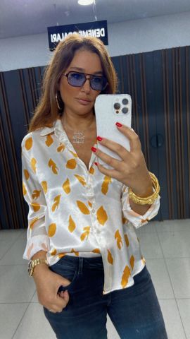 Alba Kadın Turuncu Saten Gömlek