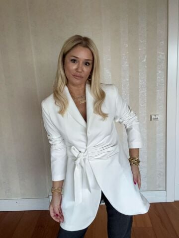 Lishy Yandan Bağlamalı Ekru Ceket