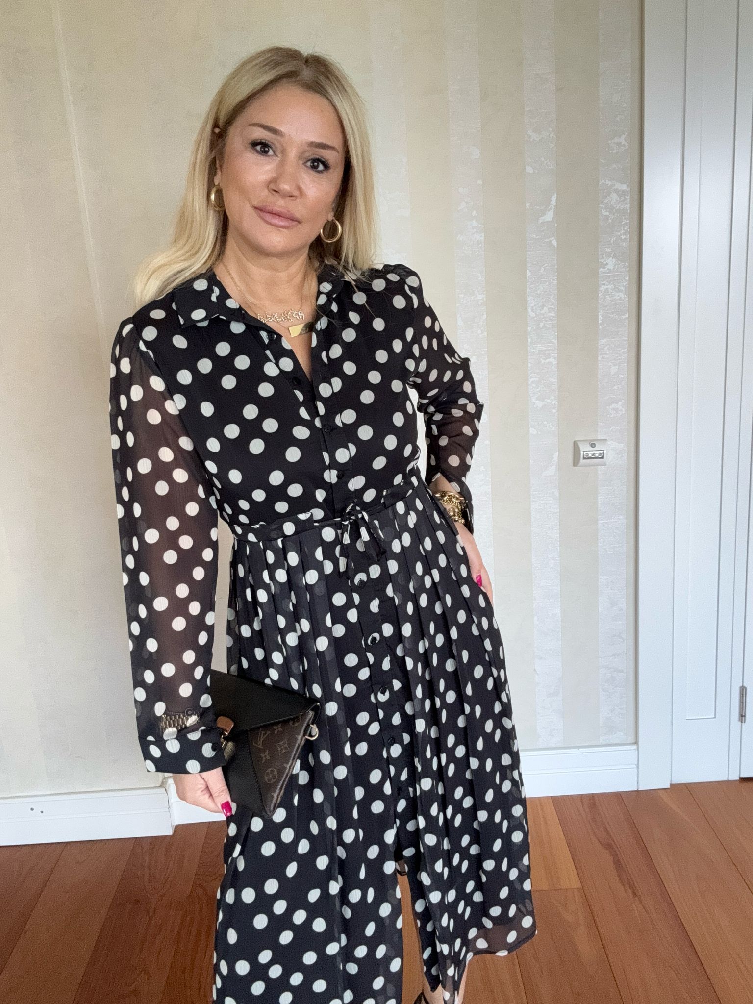 Punch Siyah Puantiyeli Elbise