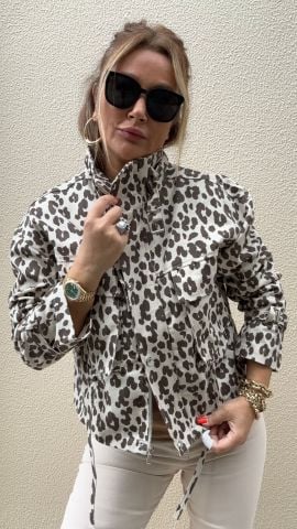 Çelsa Taş Rengi Leopar Ceket