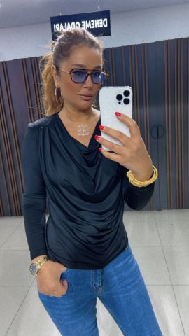 Belen Kadın Siyah Bluz