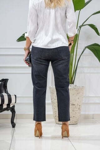 Wiens Kadın Füme Paça Kesik Kot Pantolon FÜME - XL