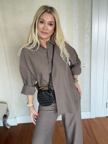 Butto Kahve Rengi Yan Düğmeli Takm