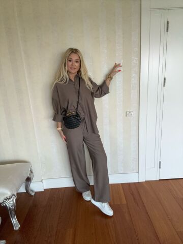 Butto Kahve Rengi Yan Düğmeli Takm