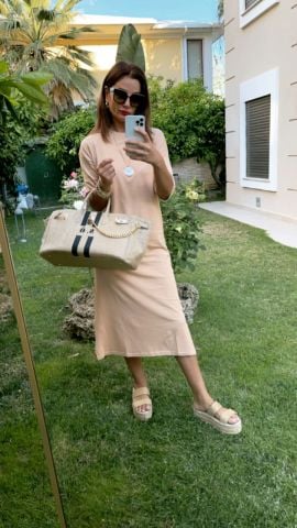 Sumi Kadın Camel Midi Elbise