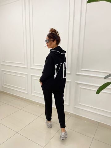 Love Siyah Kapüşonlu Sweat