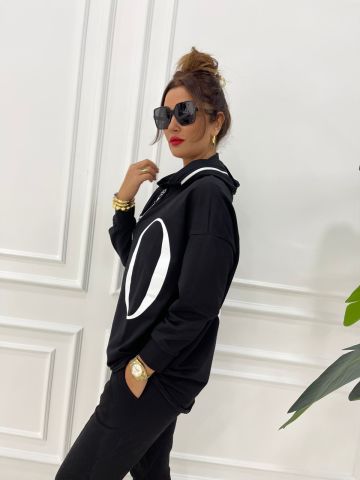 Love Siyah Kapüşonlu Sweat