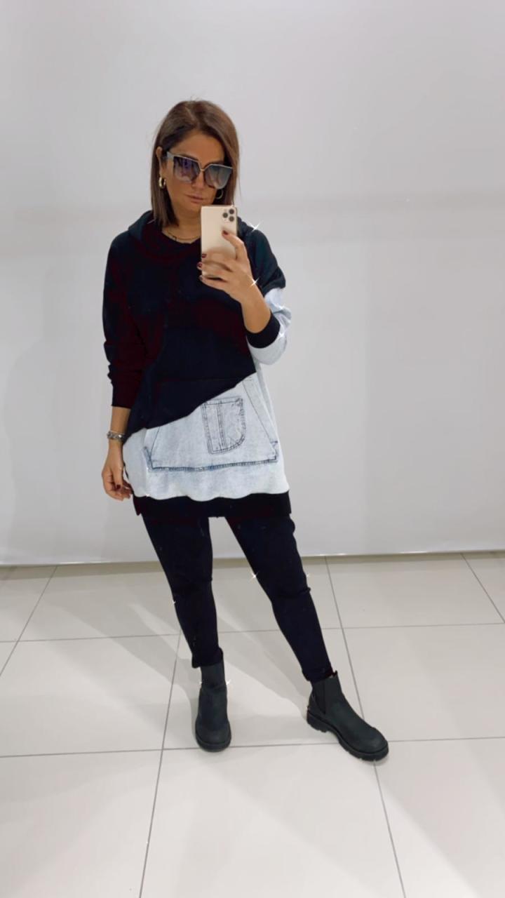 Dossa Siyah Sweat Elbise