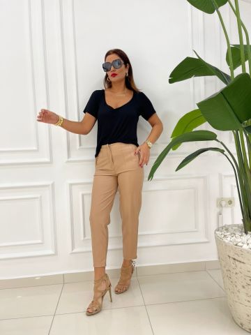Luiza Camel Deri Pantolon