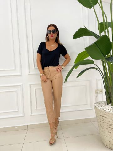 Luiza Camel Deri Pantolon