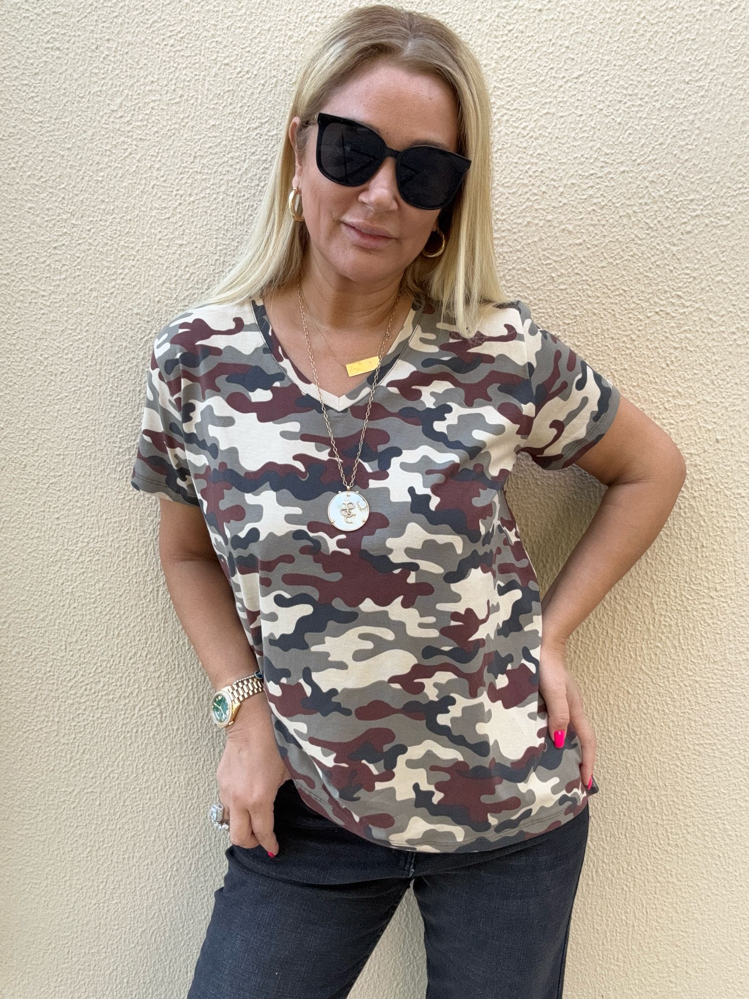 Sedy Asker Desenli T-shirt HAKİ - S