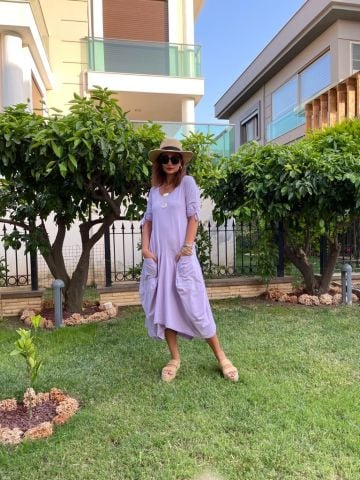 Bess Kadın Lila Midi Elbise