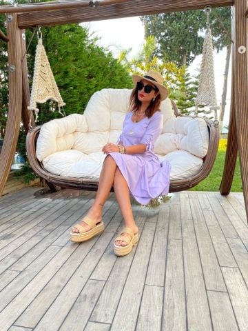Bess Kadın Lila Midi Elbise