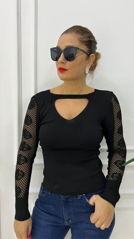 Drisya Tasma Yaka Siyah Triko