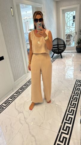 Wuju Kadın Camel Keten Takım