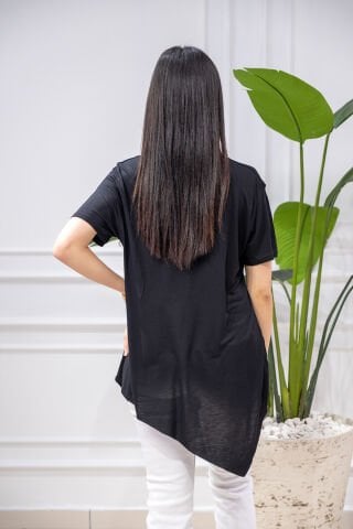 Asimetrik Kesim Siyah Basic SİYAH - L