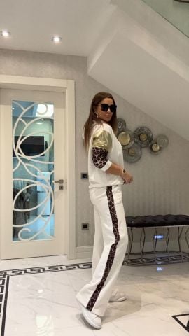 Coke Leopar Detay Ekru Takım