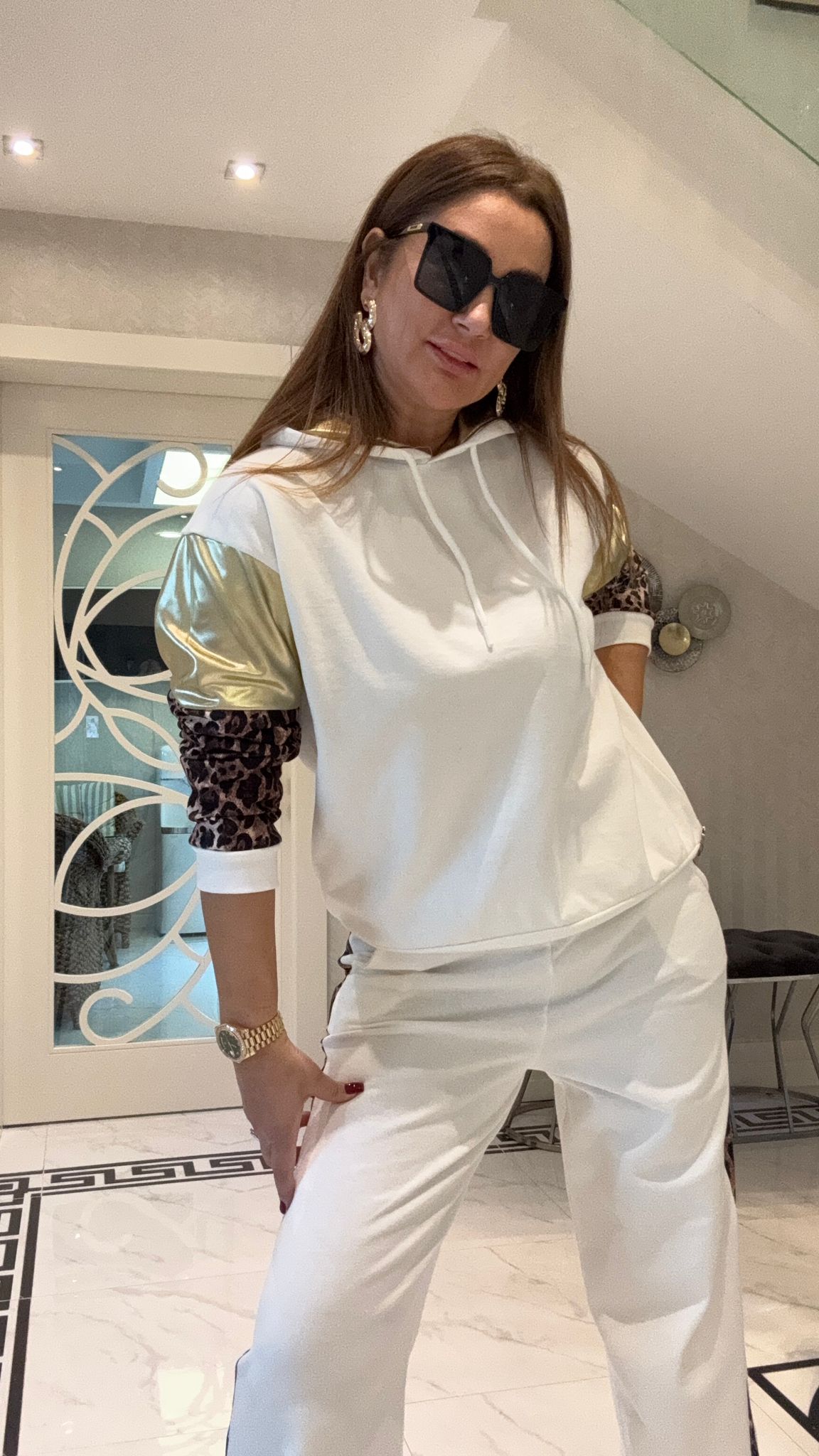 Coke Leopar Detay Ekru Takım