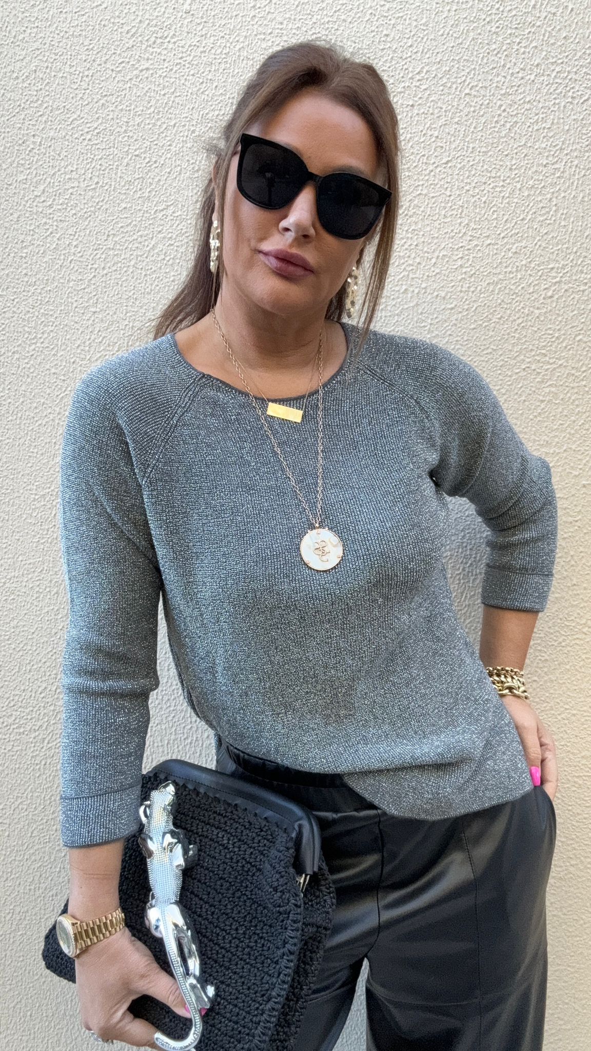 Swon Kadın Gümüş Rengi Triko