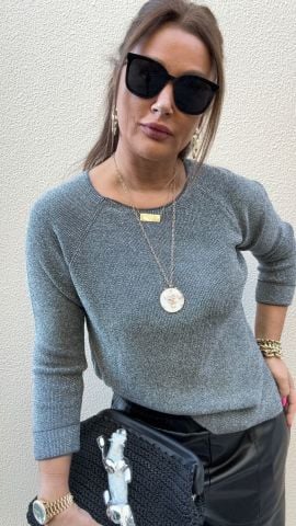 Swon Kadın Gümüş Rengi Triko