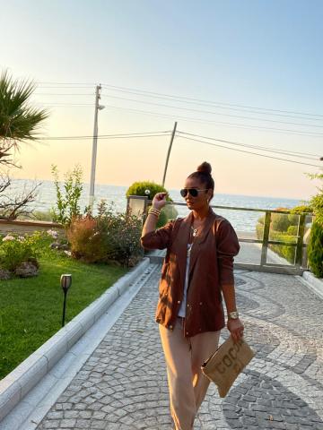 Şal Yaka Kahve Kot Ceket