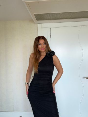 Mekra Siyah Güllü Elbise