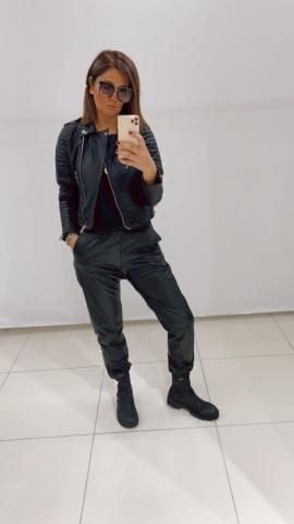 İsco Siyah Deri Pantalon
