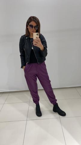 İsco Kadın Mürdüm Deri Pantalon