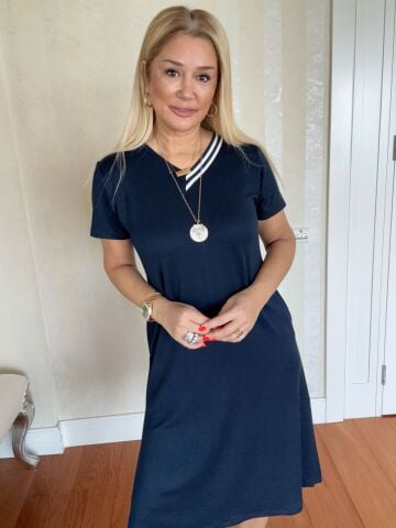 Carrie Lacivert Elbise