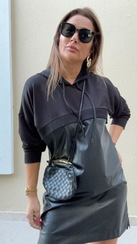Boden Derili Kapüşonlu Siyah Elbise