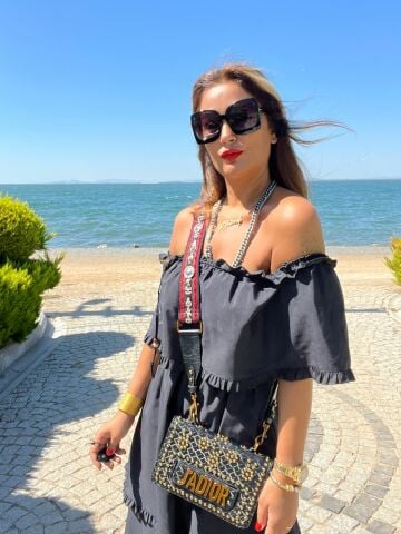 Ribis Kadın Siyah Askılı Elbise