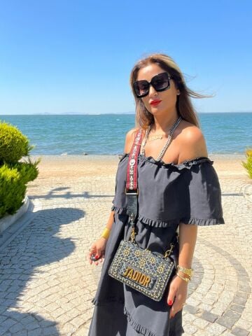 Ribis Kadın Siyah Askılı Elbise