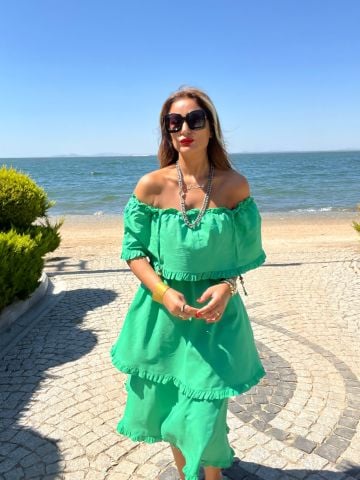 Ribis Kadın Yeşil Askılı Elbise