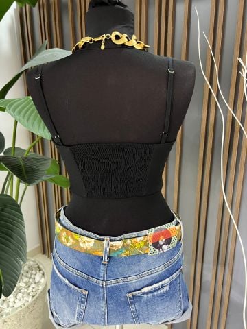 Leira Korseli Siyah Crop
